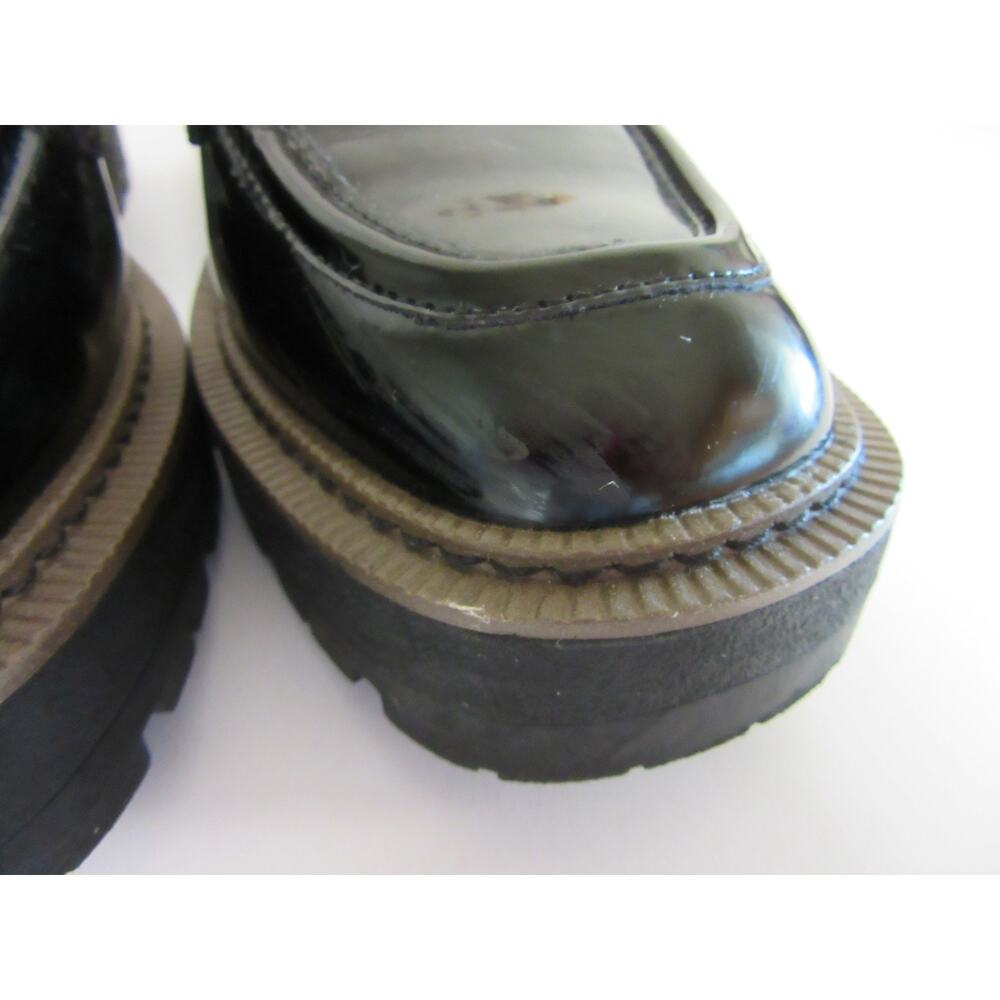 SAM EDELMAN Laurs Black Faux Patent Leather 8.5M Slip On Lugged Soles Loafers - Picture 7 of 8